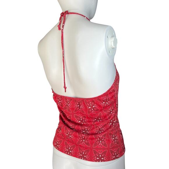 90s Y2K ENT Entrancy Red Bandana Print Halter Top Women’s Med Made in USA - Picture 3 of 6